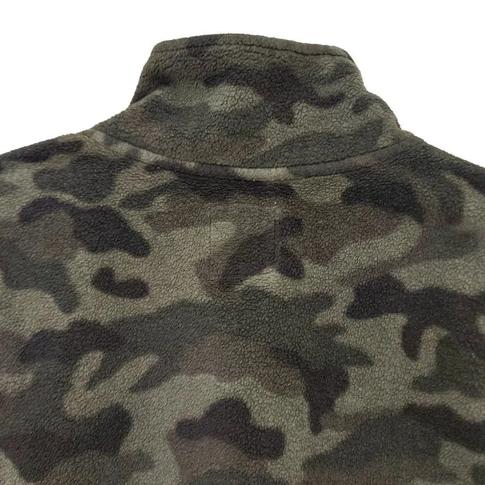 Old Navy Boys Fleece Camo Sweater 14 Green 1/4 Zip Warm Travel Outdoor